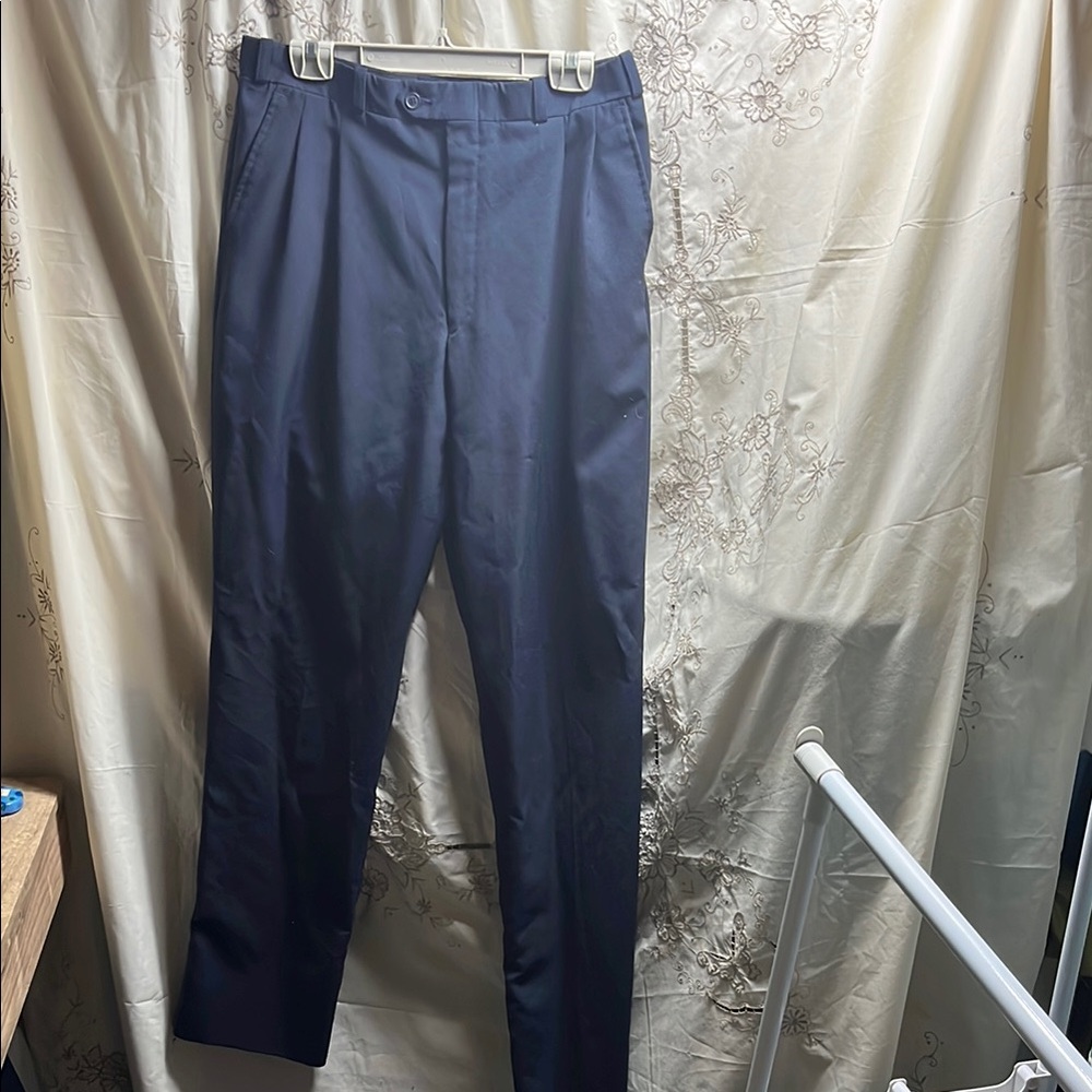Blue Dress Pants with Classic Straight-Leg Cut